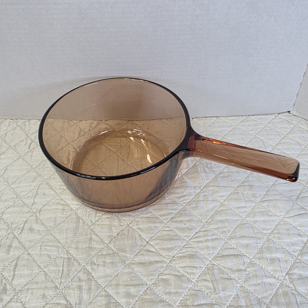 Vintage Corning Ware Visions Amber Glass Sauce Pan 1.5 L Pyrex No Lid France